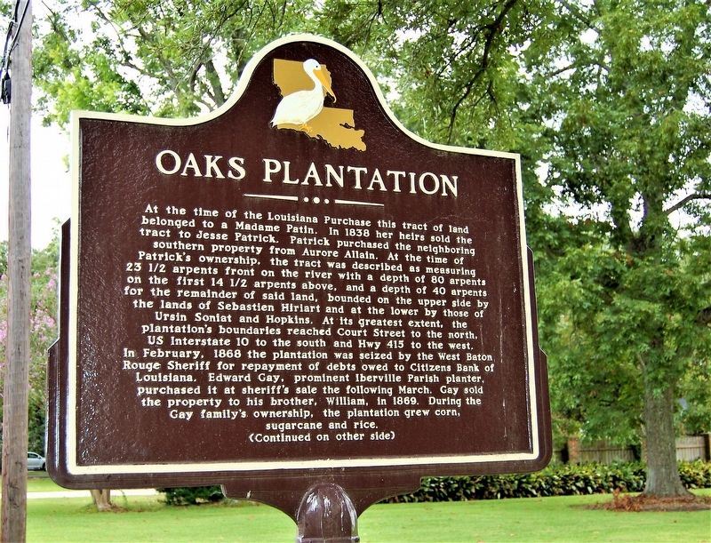 Oaks Plantation Marker